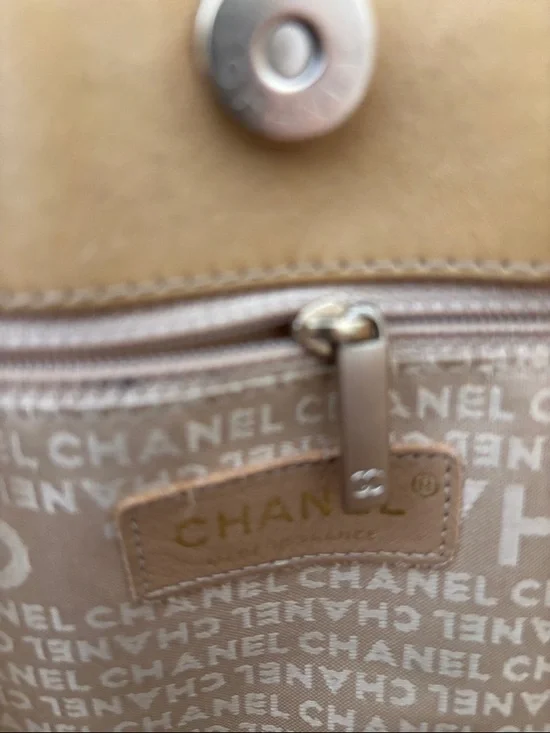 CHANEL Camel Embossed Checker Tote - Picture 6 of 8